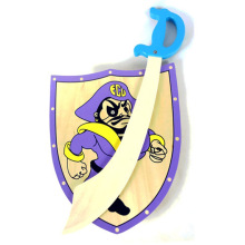 FQ marca espada de madeira crianças crianças brinquedo escudo de madeira